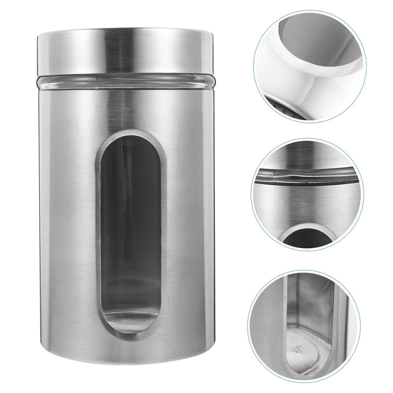 Angoily Barattolo Ermetico in Vetro e Acciaio Inox, 1 Pezzo