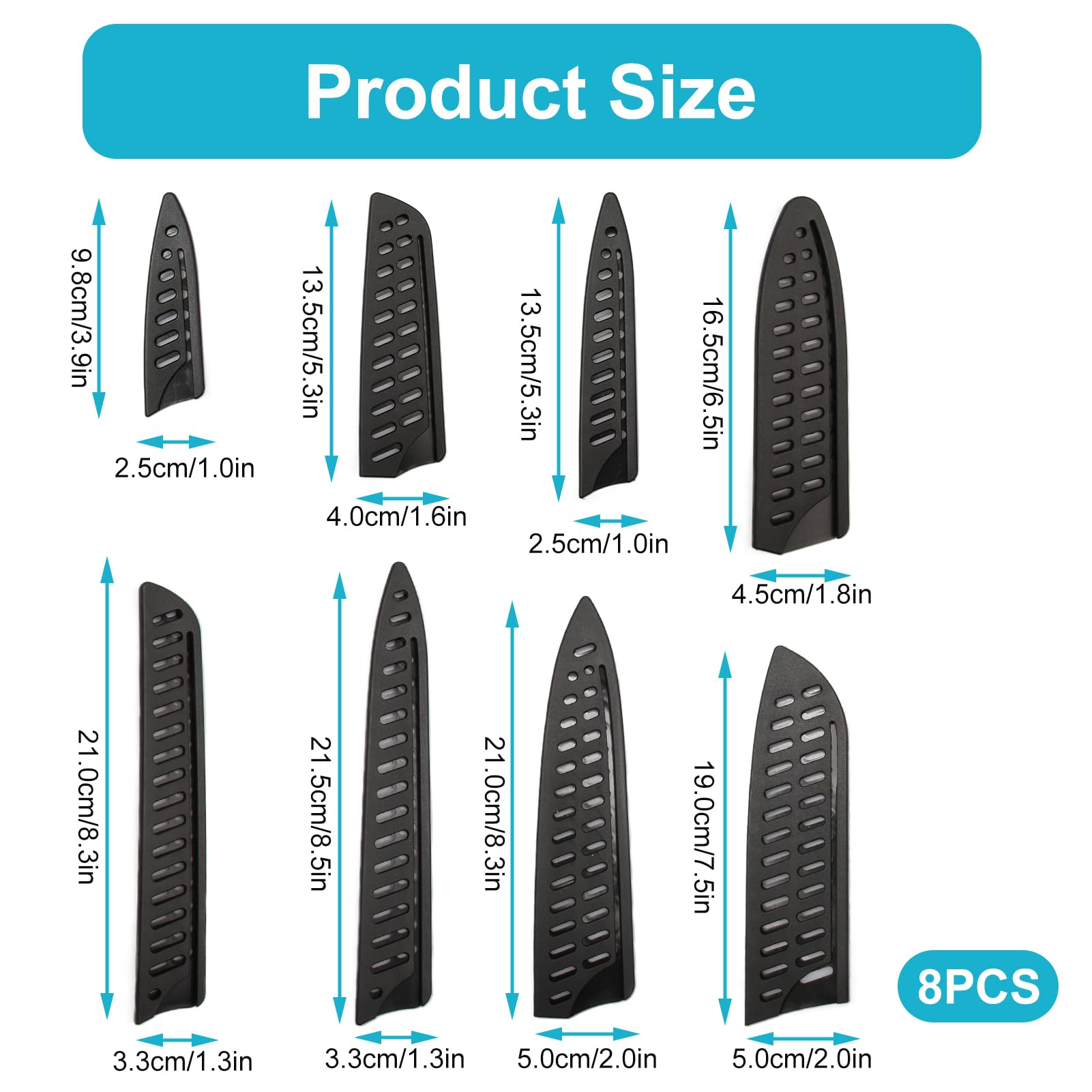 8 Piezas Funda Cuchillos, Protectora de Cuchillo, Universal Protector de Cuchilla, Varios Modelos Protectora de Cuchillo, Diseño Ahuecado, Adecuado para Varias Herramientas de Corte