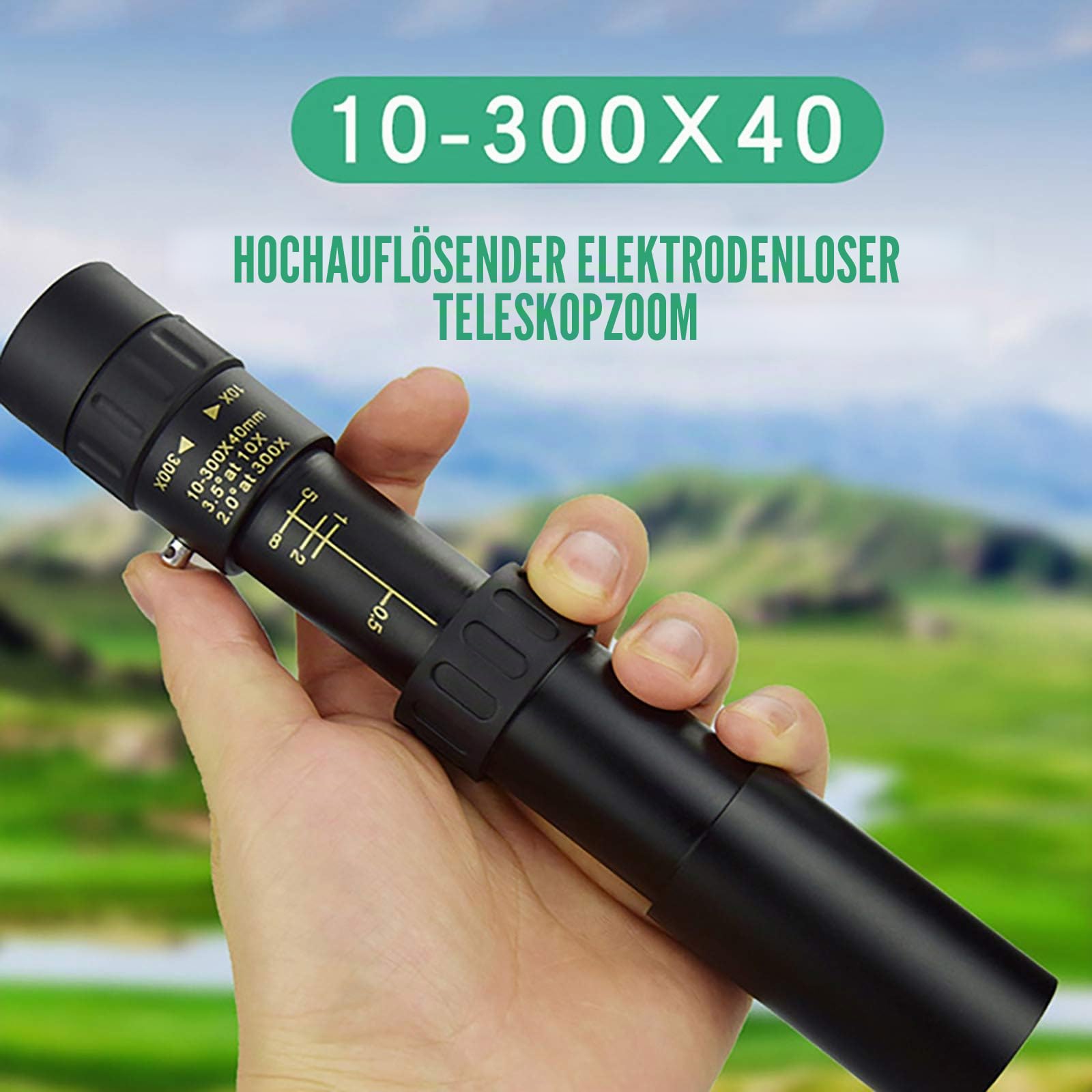 Ellenne Teleskop Zoom 300x40 mm HD mit Dreifach-Funktion für Fotos mit Smartphone