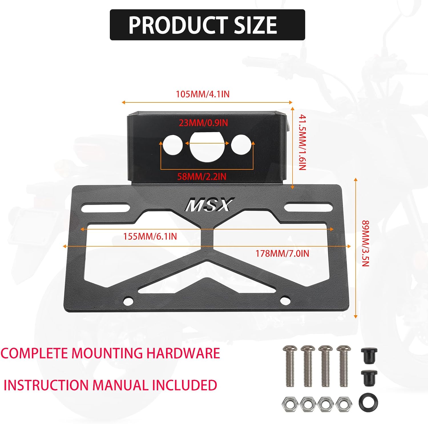 LKV Grom Fender Eliminator Kits Compatible with 2025 2024 2023 2022 Honda Grom MSX125 License Plate Bracket Holder Mount
