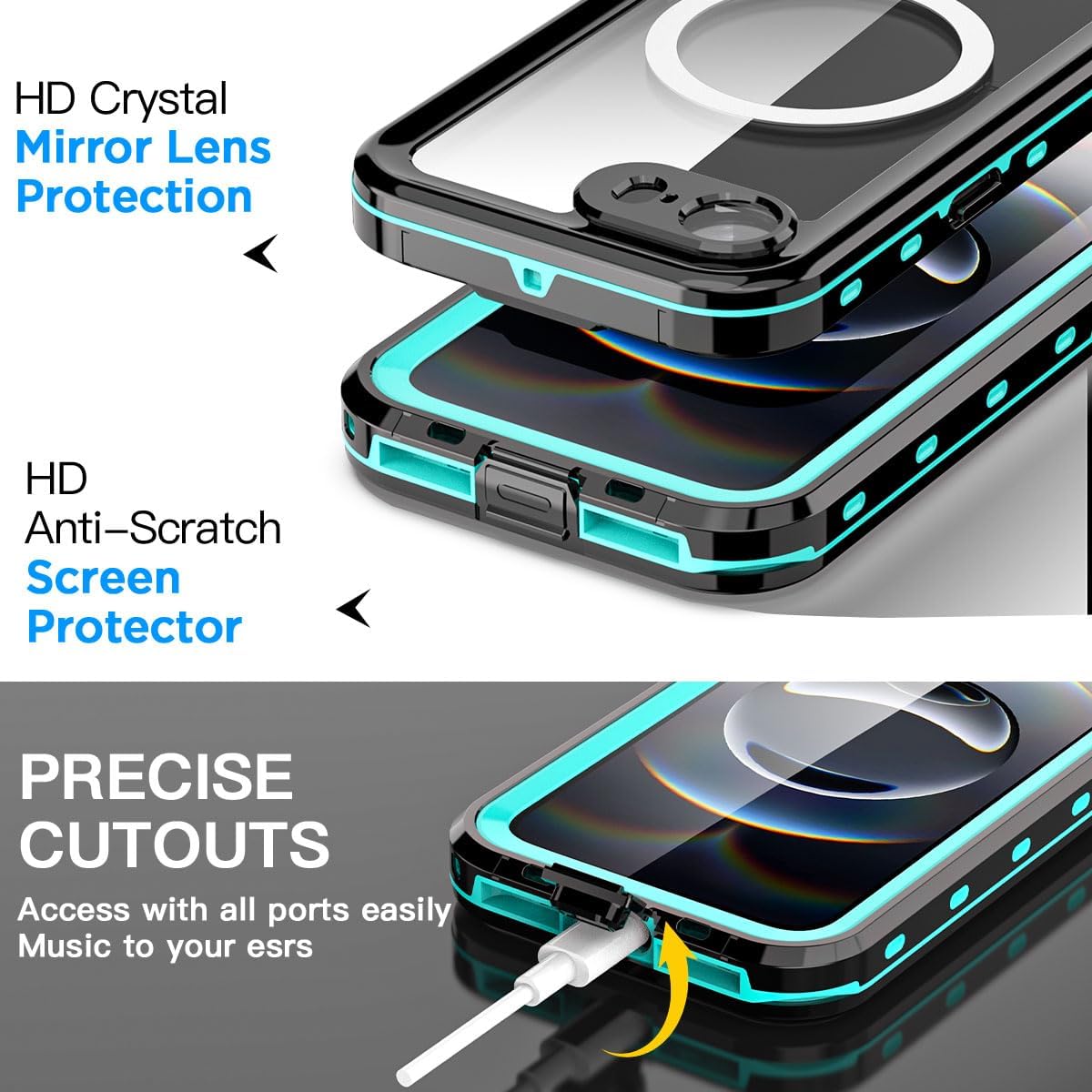 AICase for iPhone 16e Case Waterproof with MagSafe Snowproof,Dustproof and Shockproof,IP68 Certified Real 360 Full Body Protection Fully Sealed Underwater Cover for iPhone 16e 2025 6.1"_Blue - Image 6