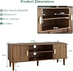 43" TV Stand for TVs up to 55 Inch, Entertainment Center with Storage and Adjustable Shelves, Modern Media Console for Living Room, Walnut