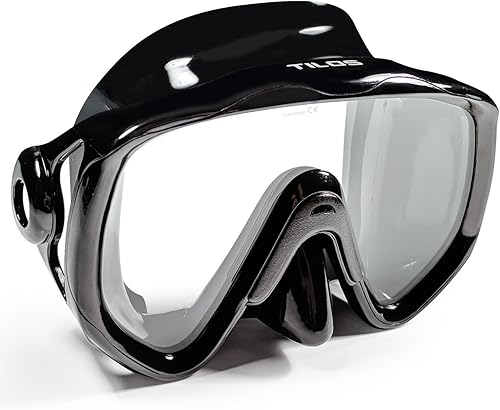 Miniatura 8 de Tilos Titanica, máscara de lente única para buceo y snorkel (negro silicona blanca, adulto) Silicona negra blanca,Silicona negra roja,Negro
