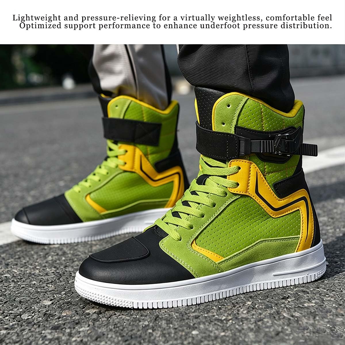 Scarpe Moto Uomo Stivali da Moto in Pelle Traspirante | Protezioni Rinforzate, Supporto della Caviglia, Suola Antiscivolo, sportivi, Città Corsa Strada