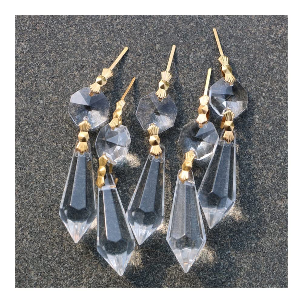 Juiyu 20Pcs-Color 2 Chandelier Crystal Prisms Pendants 20Pcs Clear Chandelier Icicle Prisms Hanging Crystal Replacement With Octagon Crystal Bead Crystals Lighting Lamp Replacement Parts