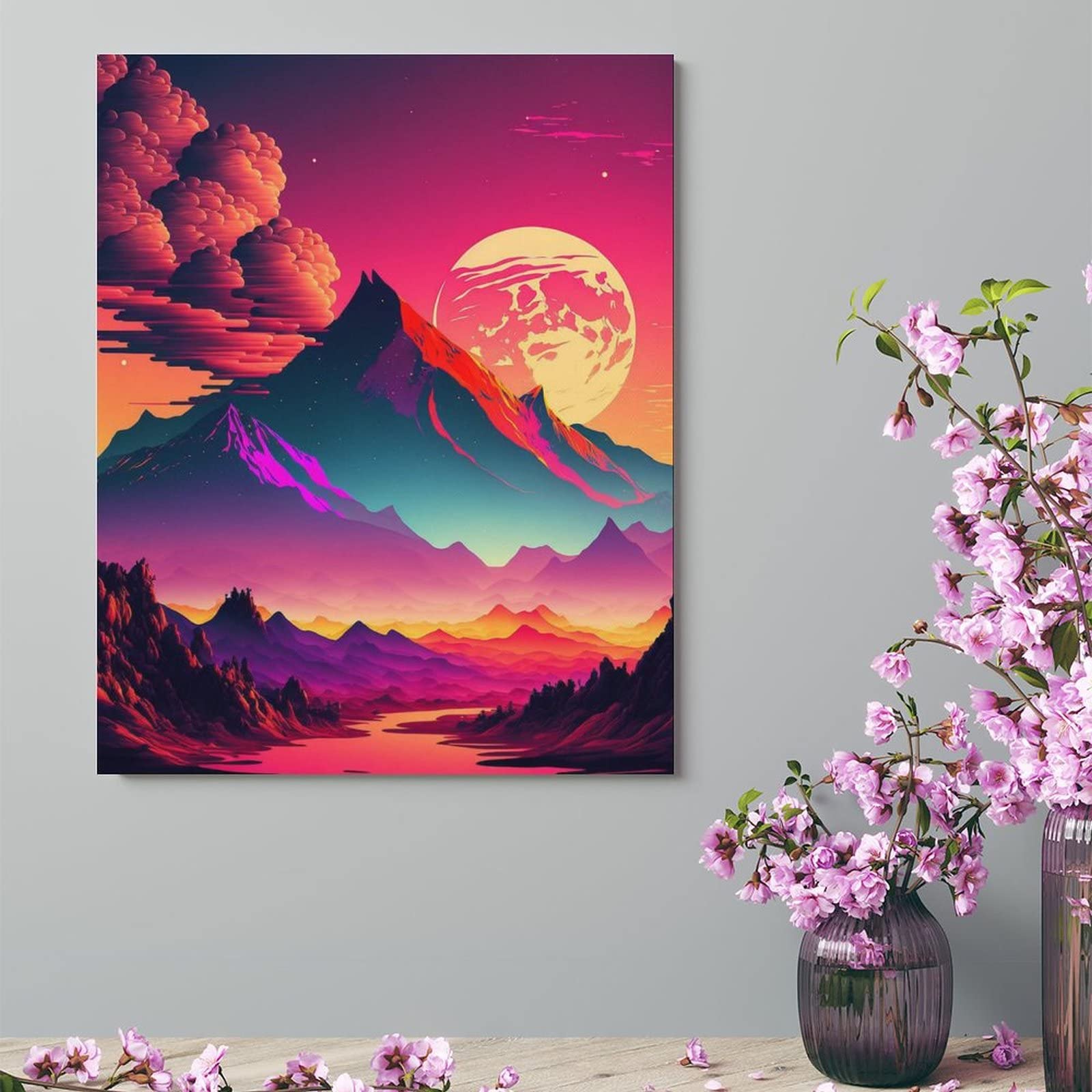 Amazon.co.jp: 絵画 カラフルで美しい山の絵インテリア 絵画