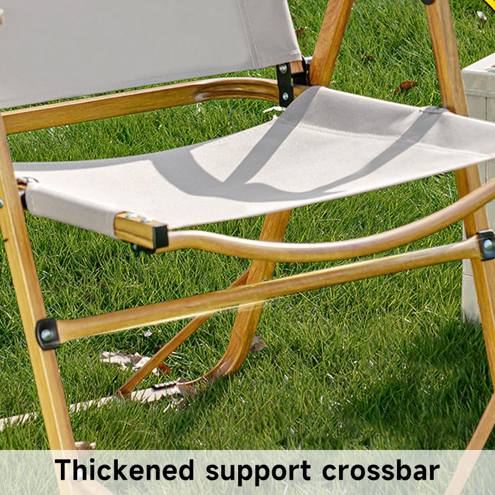 Silla de camping plegable, soporta hasta 150 kg, para jardín, balcón, playa, camping, silla de jardín, silla de pesca, silla de director (caqui, 2 juegos)