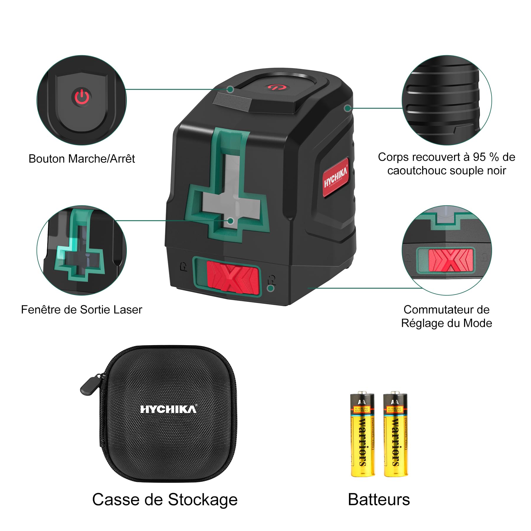 HYCHIKA Niveau Laser avec Trepied, Niveaux Laser Autonivelant avec 2 Piles AA et Pochette de Transport, Lazer Niveaux Vert pour Décoration de Maison, Dricolage
