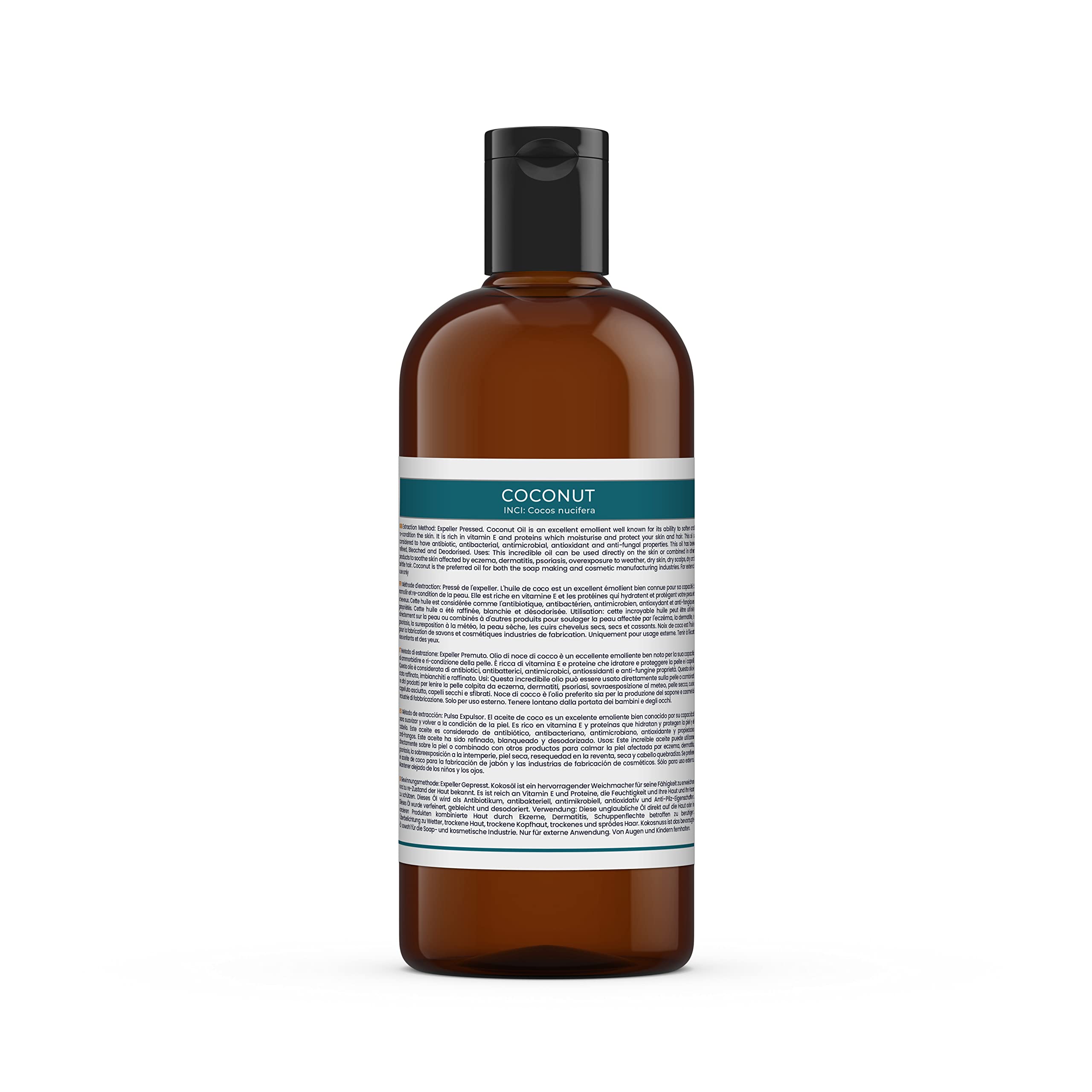 Mystic Moments | Kokosnussträgeröl 500 ml - reines & natürliches Öl perfekt für Haare, Gesicht, Nägel, Aromatherapie, Massage und Ölverdünnung Veganer GVO frei