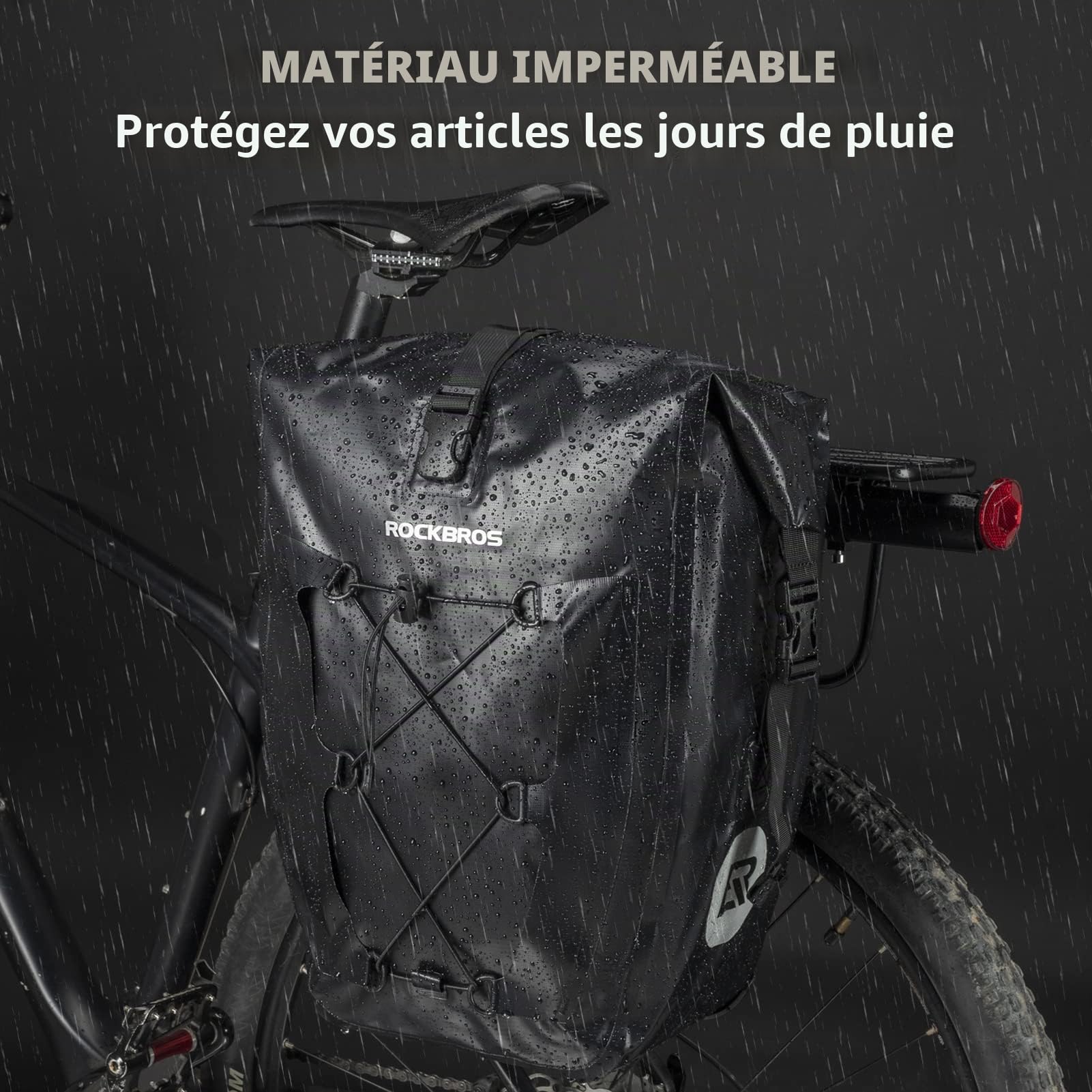 ROCKBROS Sacoche Vélo Porte-Bagage Arrière - 25L Sacoche de Vélo 100% Étanche