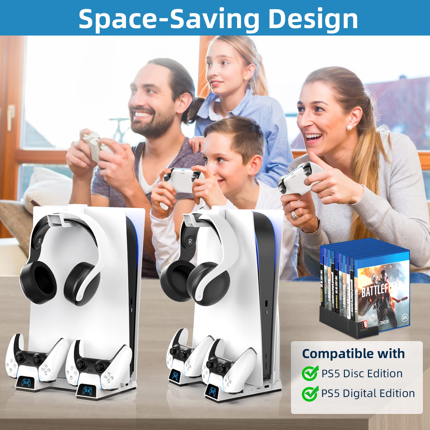 PS5 Cooling Station with 3 Level Cooling Fan for PS5 Consoles, PS5