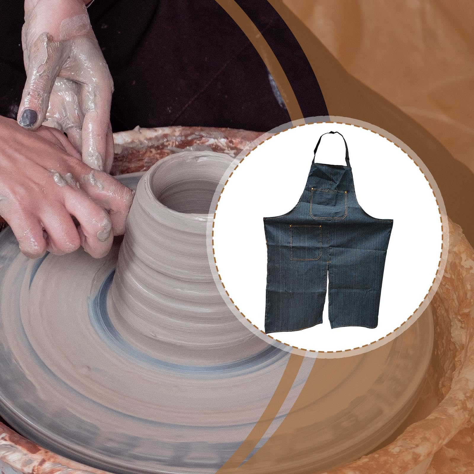 perfk Tablier de poterie multifonctionnel avec poches à outils, résistant à l'usure et ajustable, idéal pour les ateliers d'art, la céramique et