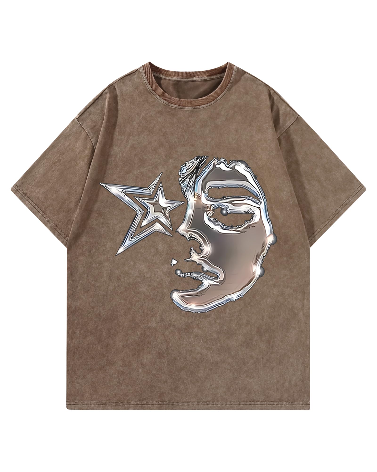 AugYew Maglietta da uomo con grafica unisex, in cotone, oversize, a maniche corte, vintage, streetwear, casual