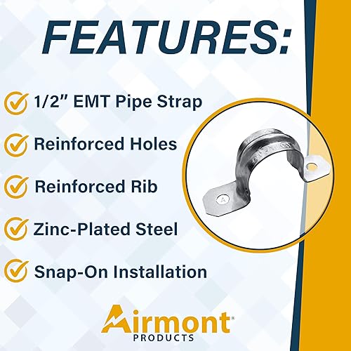 Miniatura 21 de Correa de tubo a presión de dos agujeros de 1 pulgada para instalación de conductos EMT, costilla reforzada para mayor resistencia, acero