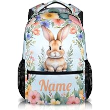 Rabbit Backpack, Kids Backpacks for Boys Girls, Custom Bookbag, 17 Inch Casual Schoolbag for Gift, Large Capacity Bookbags for Preschool Elementary Kindergarten Travel Camp