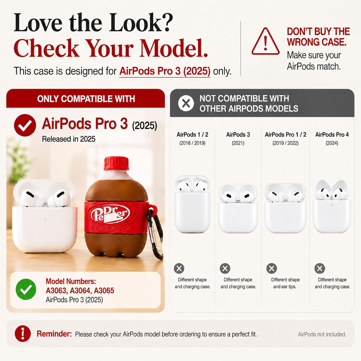 Cute 3D Drink-Themed Silicone Case for AirPods Pro 3rd Gen (2025) - Funny Beverage Design, Shockproof, Dustproof, with Cleaning Kit & Keychain for Girls & Boys image 4