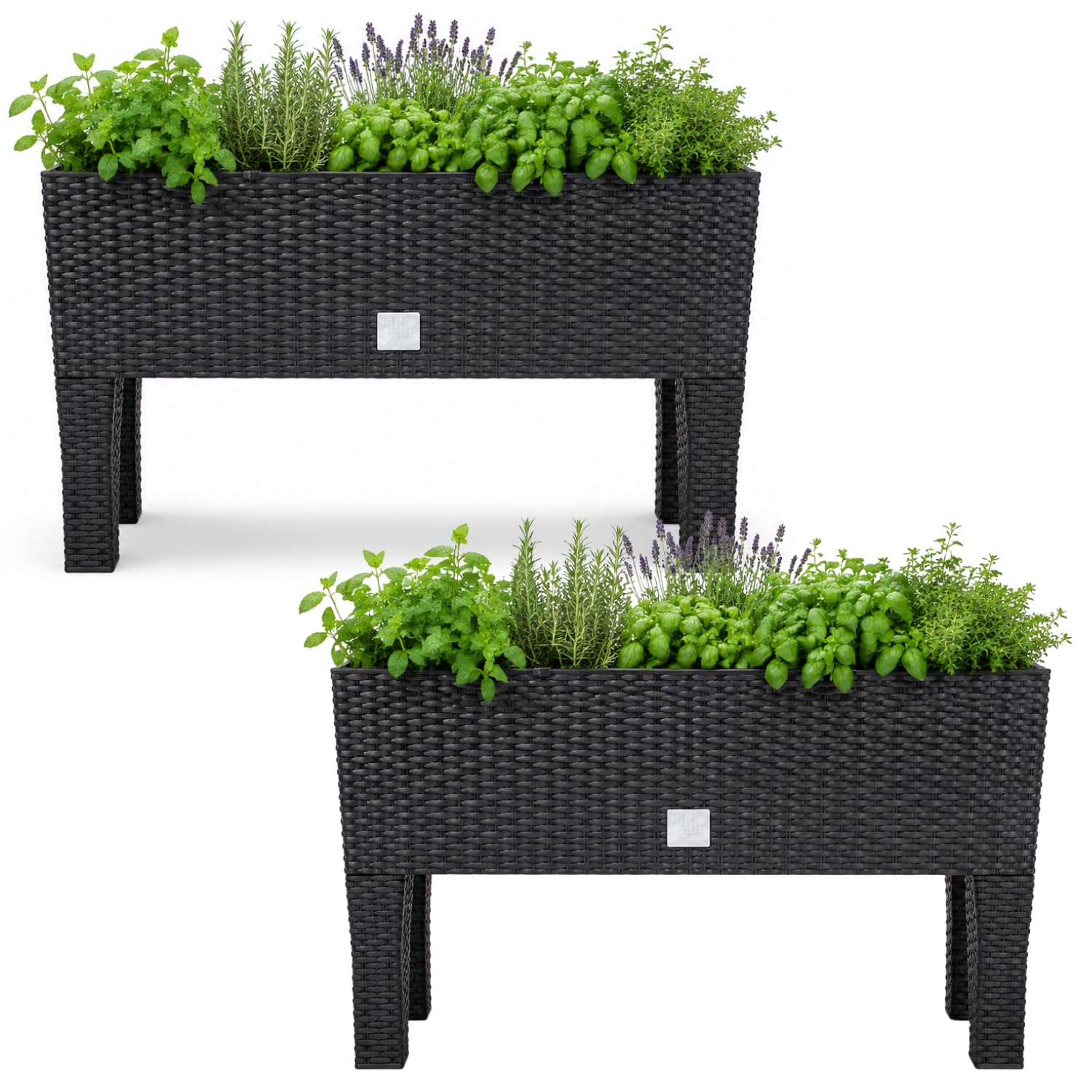 Deuba® 2x Raised Garden Bed Planter with Legs, 60x25x46cm, Anthracite Grey