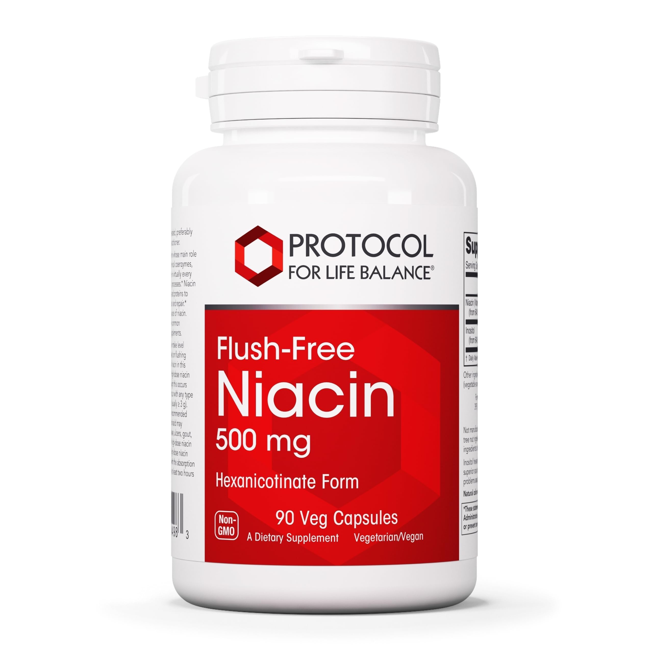 PROTOCOL FOR LIFE BALANCE Niacin 500mg, No Flush, Vitamin B3, 90 Veg Caps