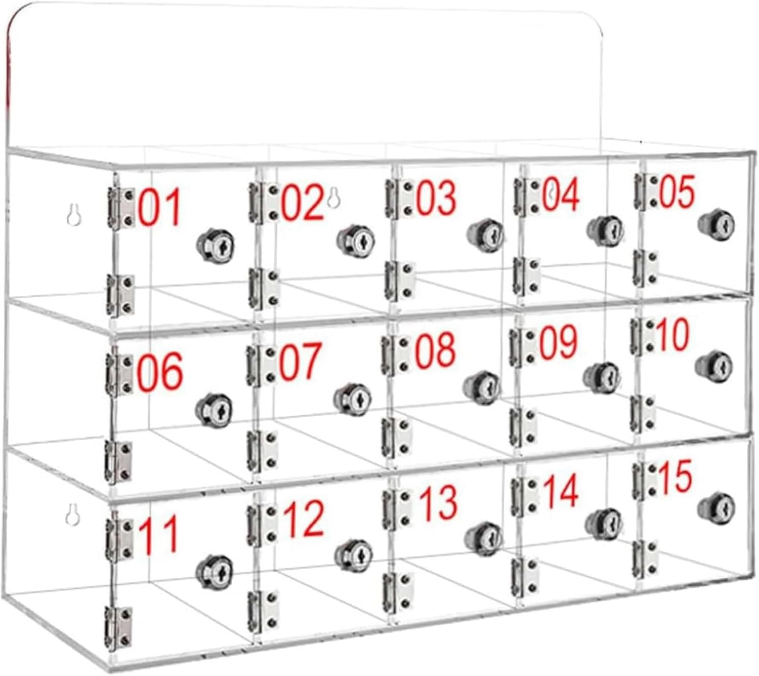 Mobile Phone Storage Box Transparent Acrylic Mobile Phone Security Locker with Key,Wall-Mounted Lockable Storage Box for Phones, 15-Door Acrylic Mobile Phone Locker with Keys & Charging Hole