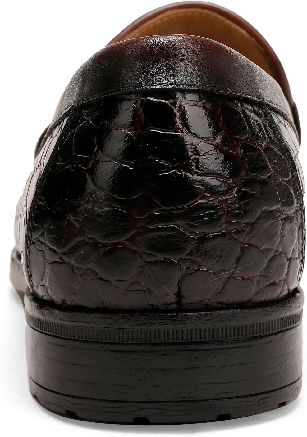 Classic Mens Leather Dress Shoes, Luxury Crocodile Printed Slip on Loafer with Matel Buckle Penny Shoes for Mens - Image 6