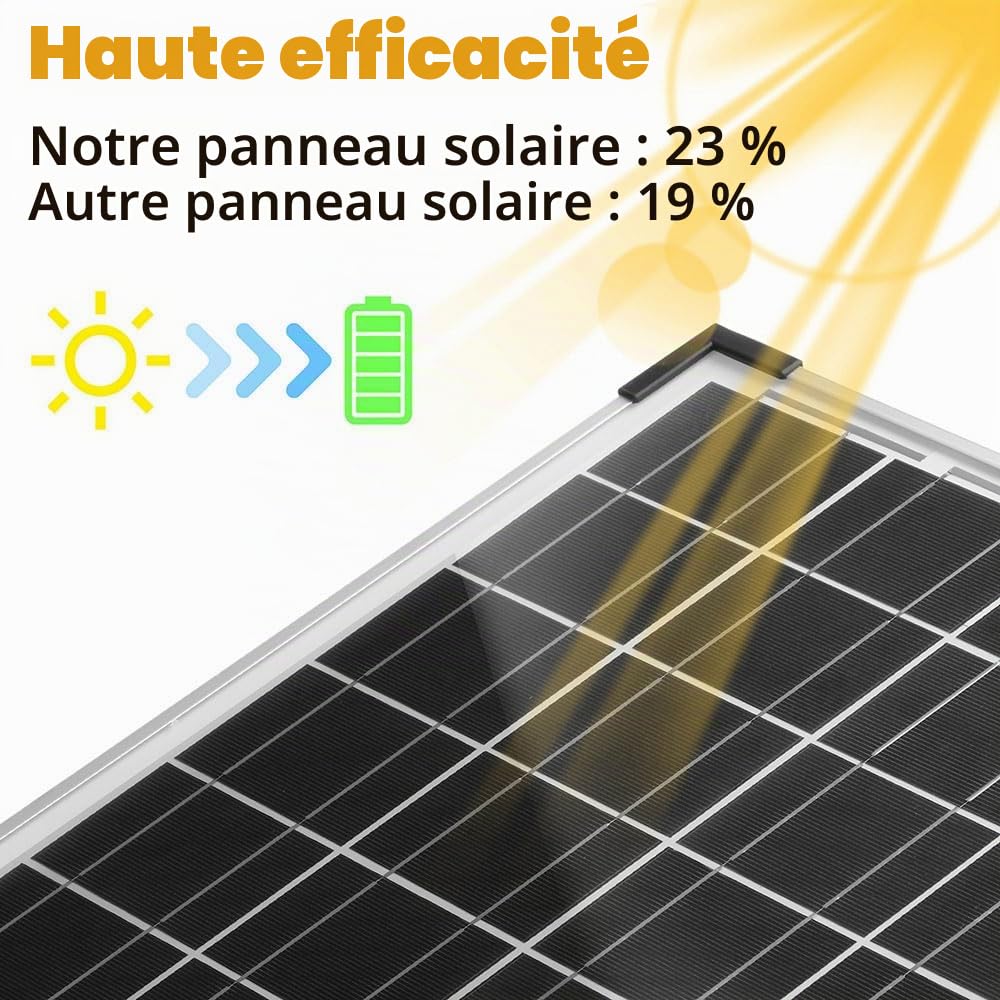 Kit de panneau solaire 30 W / 12 V - Chargeur de batterie solaire étanche avec contrôleur de charge et supports de montage réglables pour camping-car, voiture, bateau, camping, toit