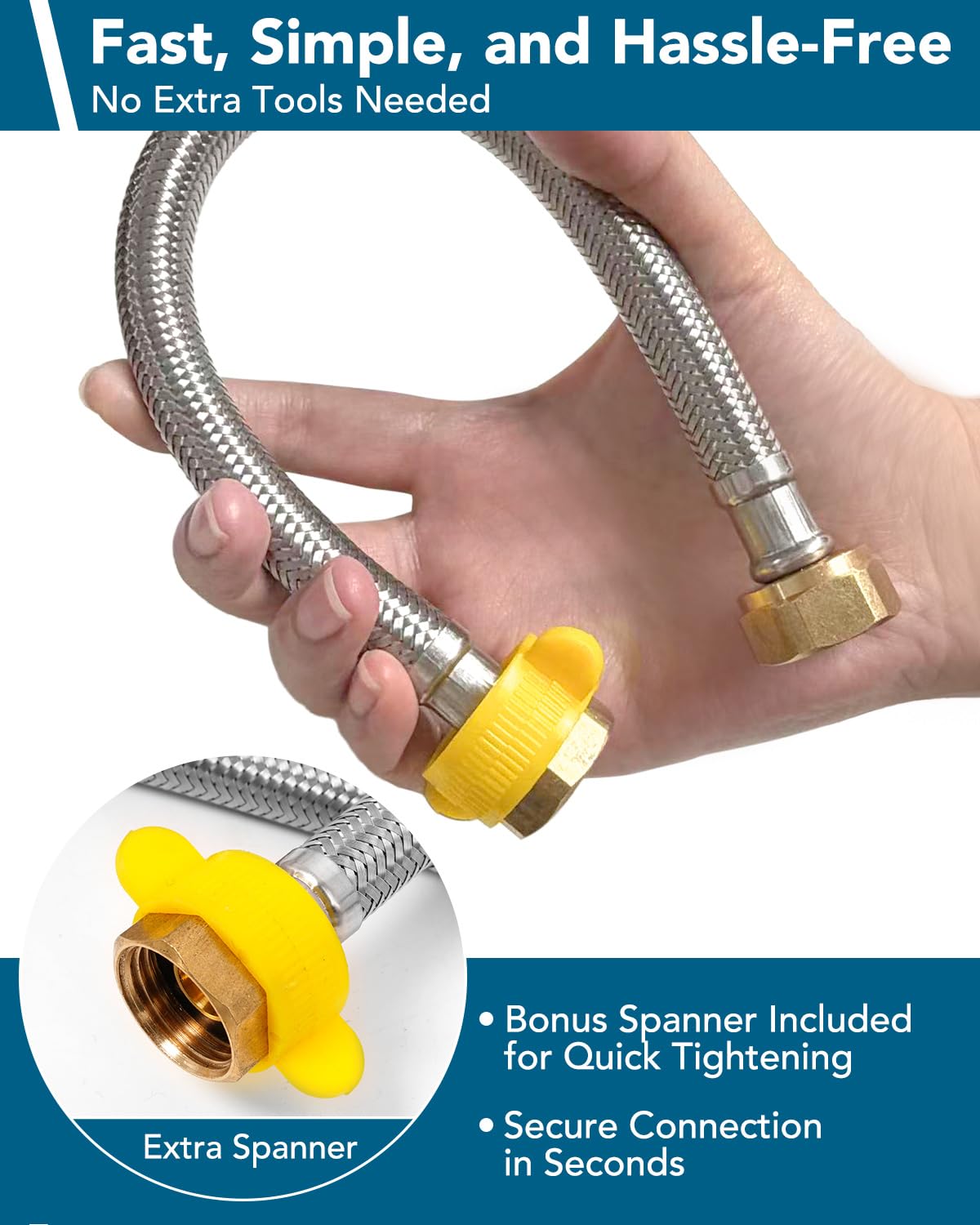 [Lot de 10] Ligne d'alimentation de robinet FIP tressé en acier inoxydable de 30,5 cm, connecteur flexible pour salle de bain et évier de cuisine