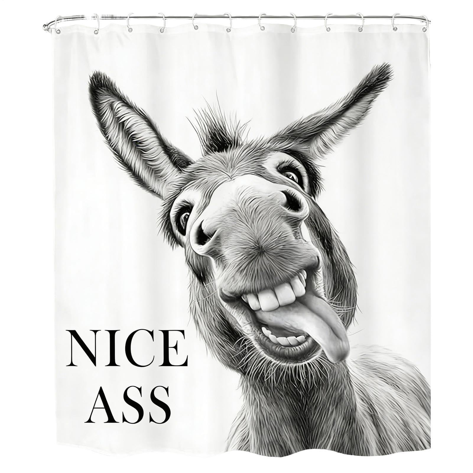Rideau de douche animal drôle pour baignoire familiale tissu étanche