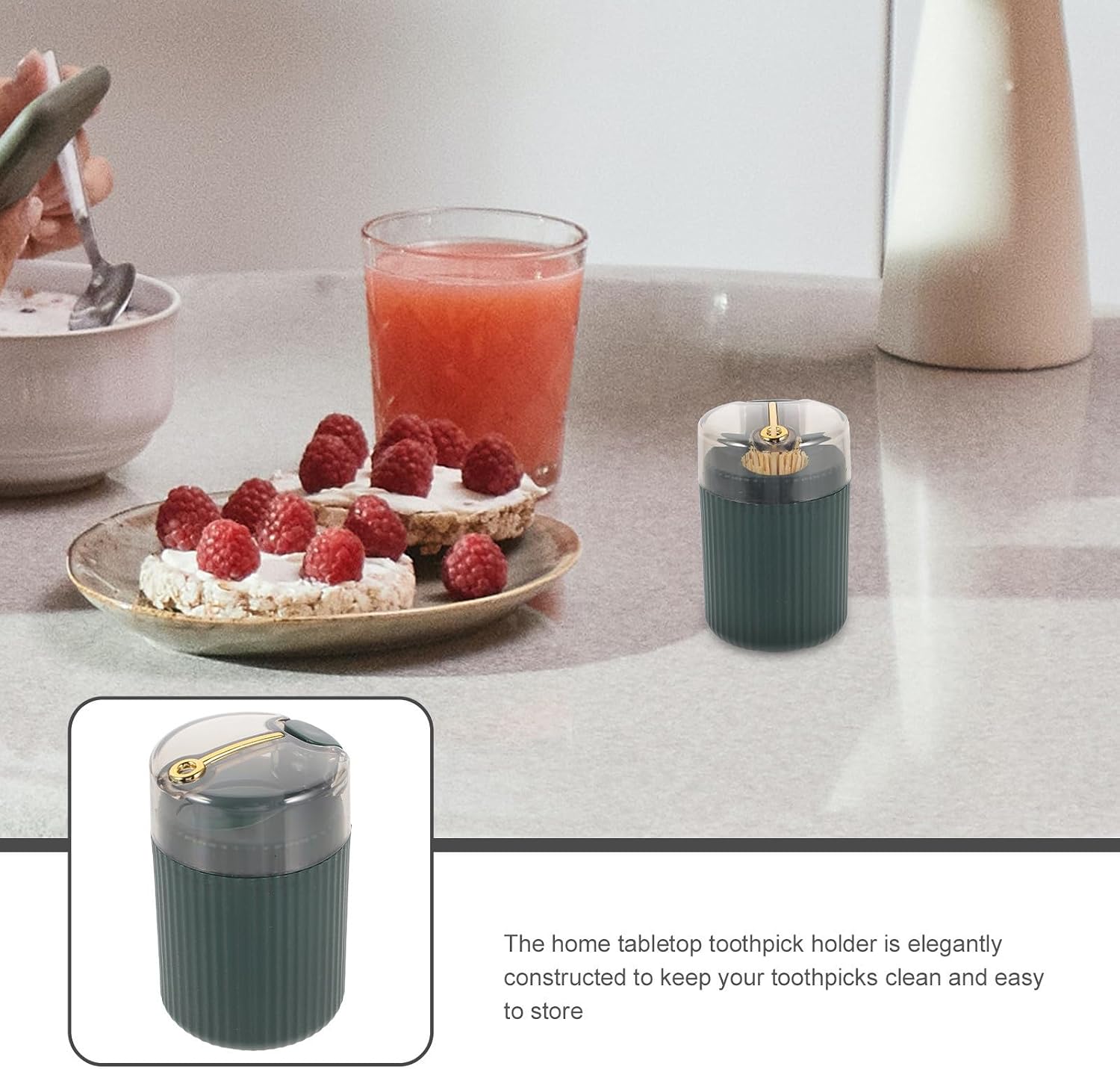 BESTOYARD Press Type Toothpick Holder round Box PP Automatic Opening Home image 3