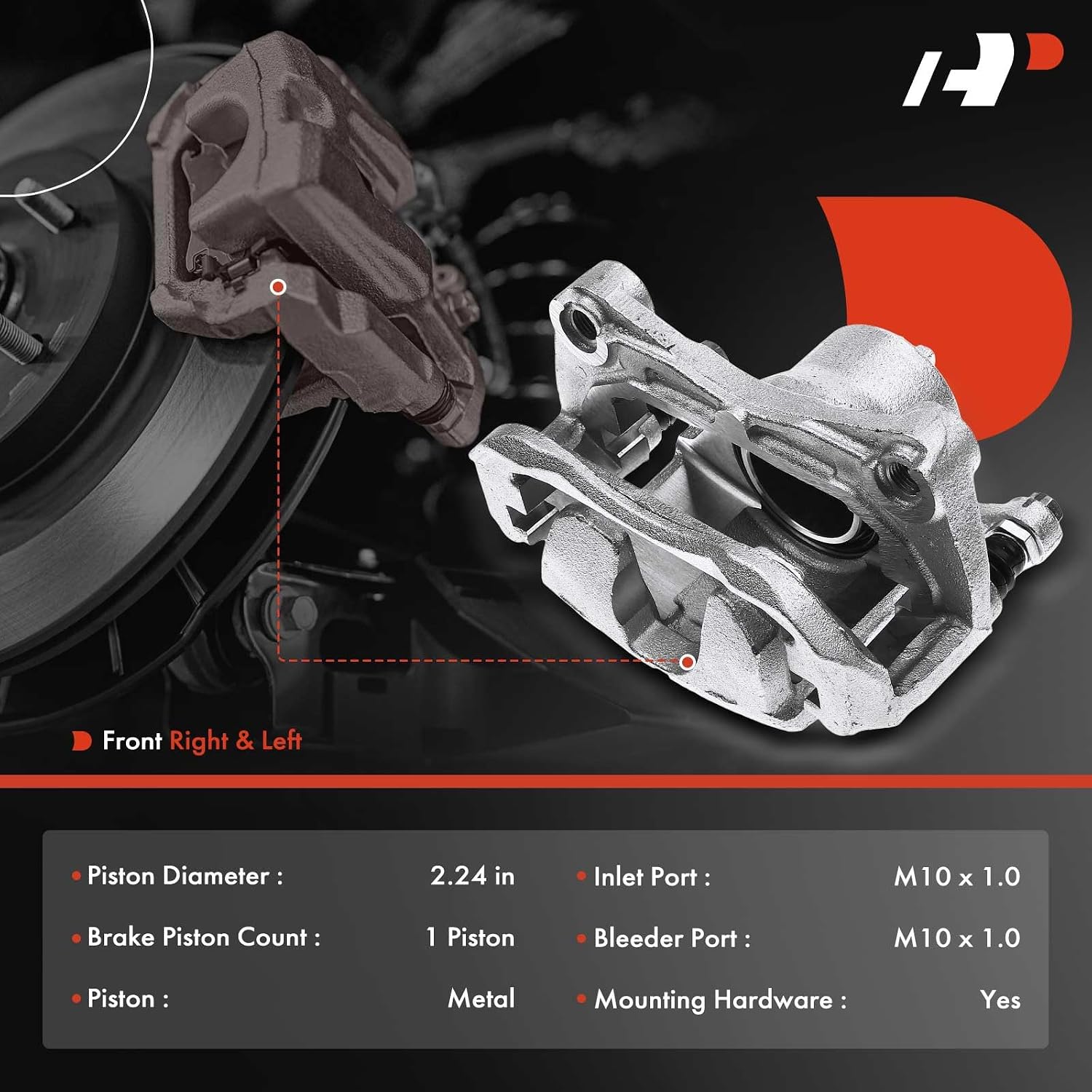 A-Premium Disc Brake Caliper Assembly with Bracket Compatible with Select Nissan Models - Altima, Sentra 2007-2010 - Front Driver and Passenger Side, 2-PC Set
