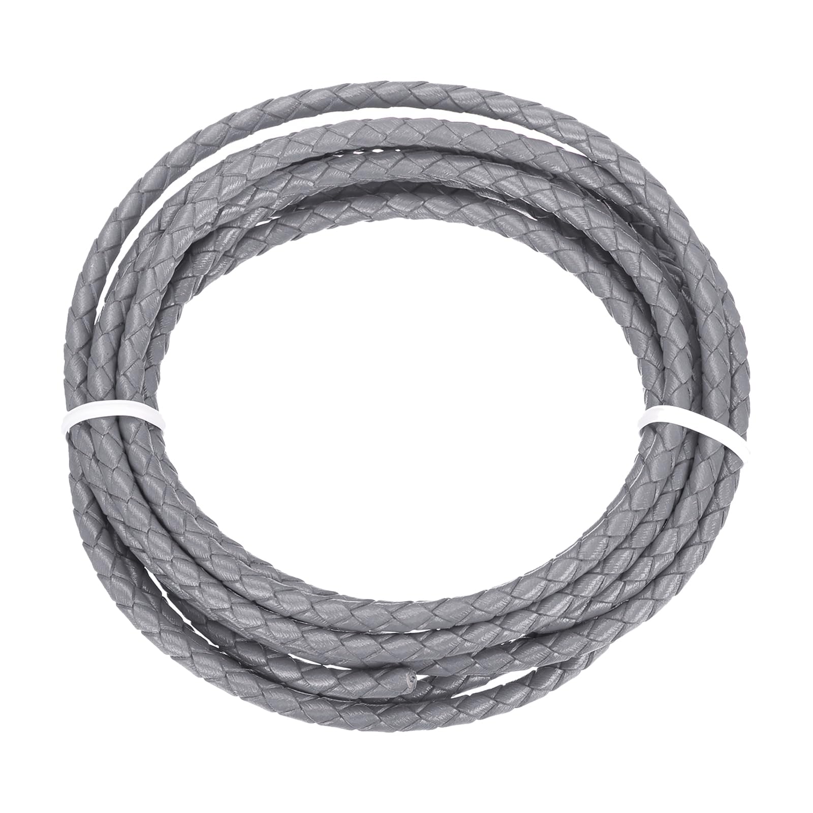 sourcing map Braided Leather Cord, 4mm Round Braided Faux Leather Necklace Cord Bolo Tie String 2 Yard for Jewelry Making Necklace Crafts Beading Braiding 1 โ image 1