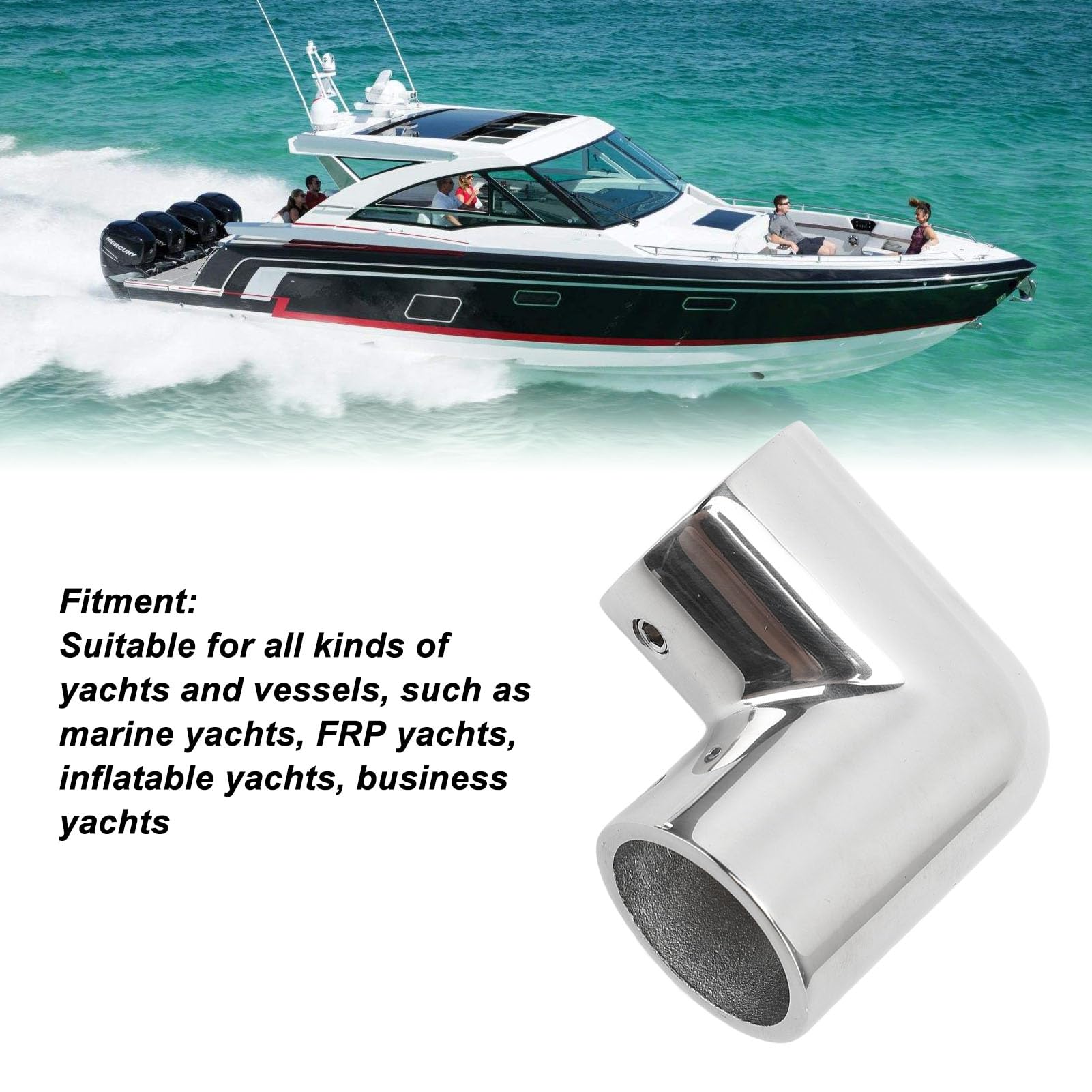 Accesorio de pasamanos para barcos de 90 grados de 2 vías, conector de junta de tubo acodado de acero inoxidable 316, accesorio de grado marino para yates con ID de 25 mm,