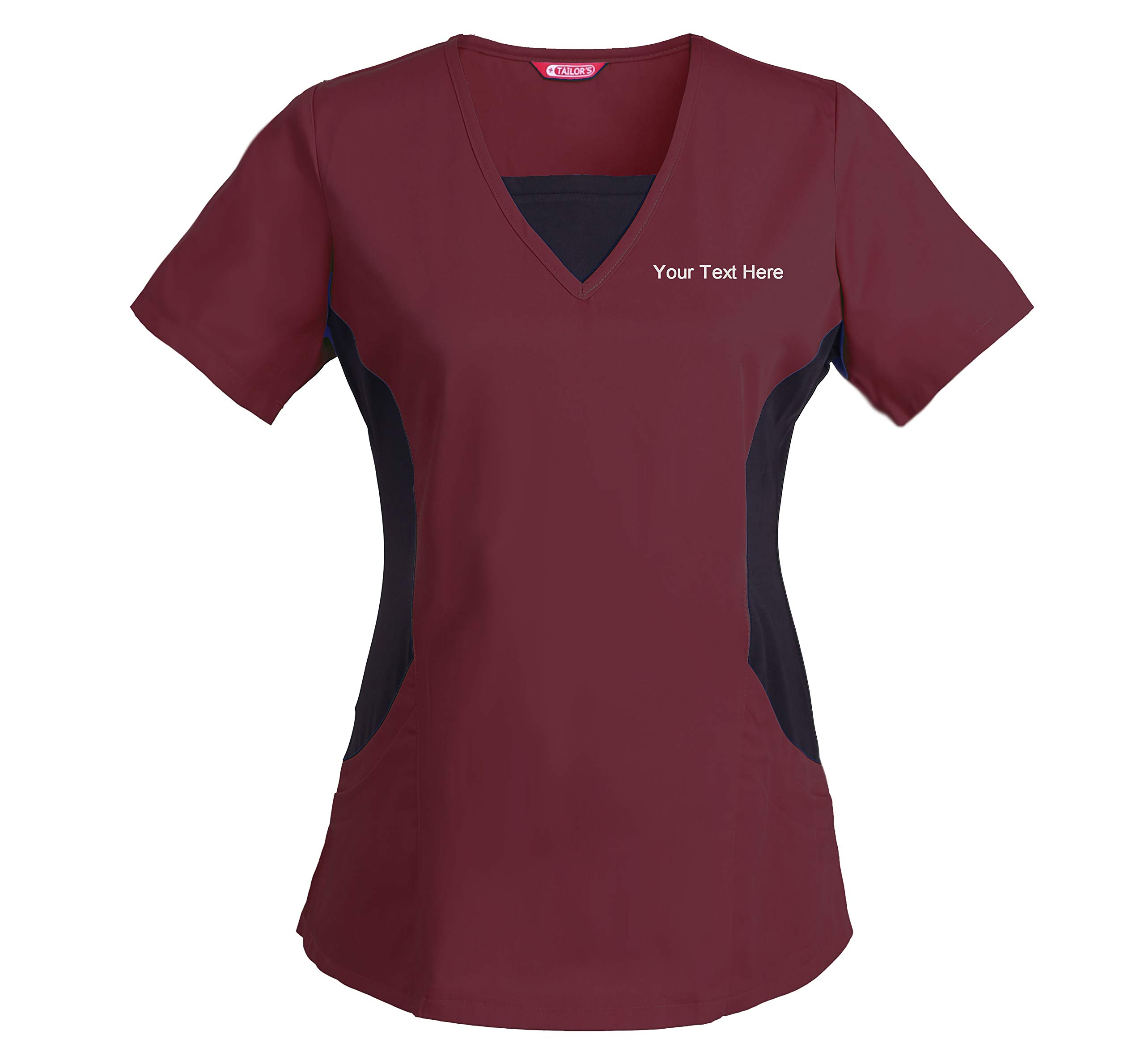 TAILOR'S Women's Personalized Scrub Tunic Medical Scrubs Hospital Scrub Tunic Customizable Wine