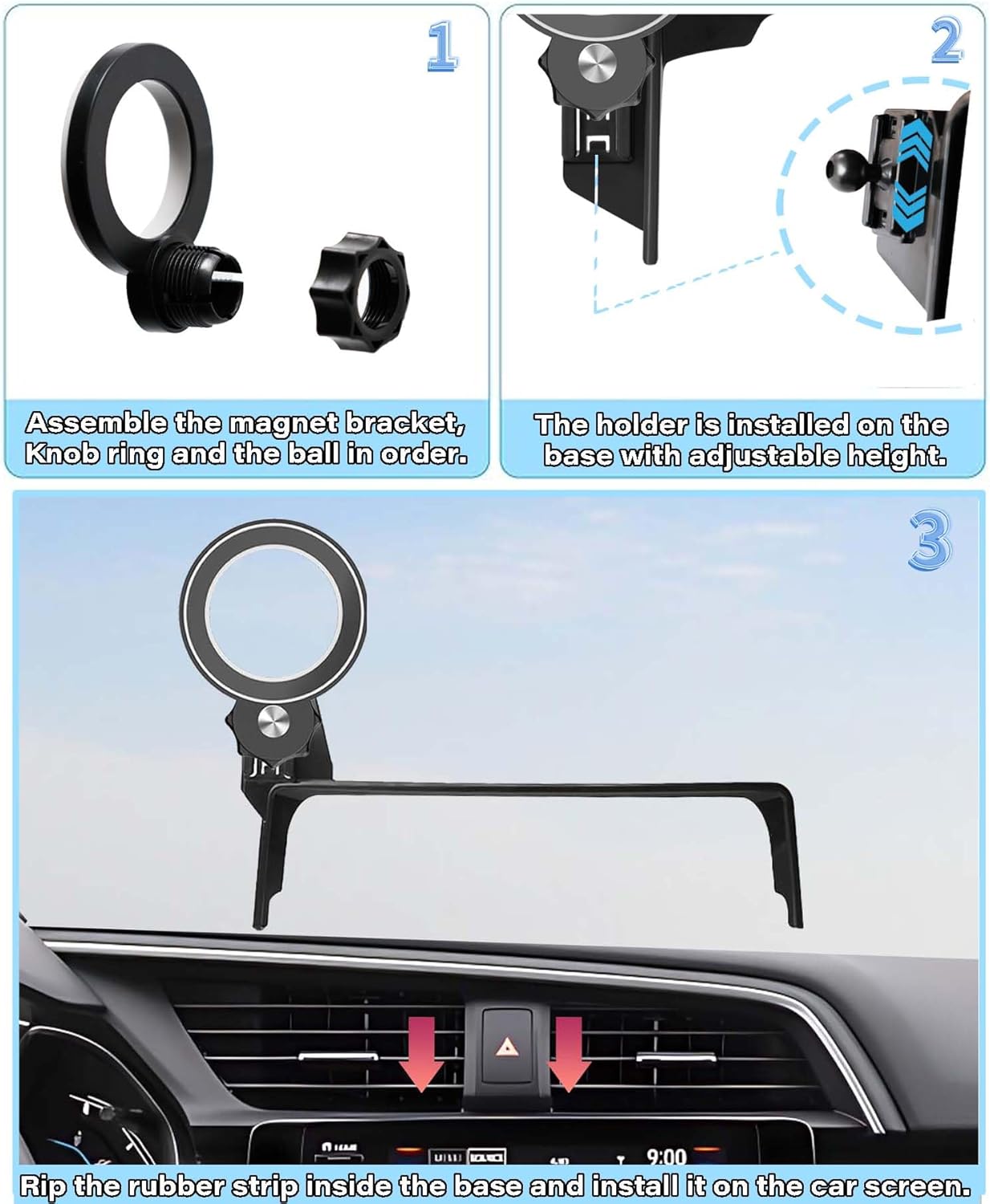 Car Phone Holder for Honda Civic 2016-2021 Accessories Apply to 5/7 Inch Touch Screen Fixed Clip Magnetic Cell Phone Mount Hands-Free 360 Degree Rotation