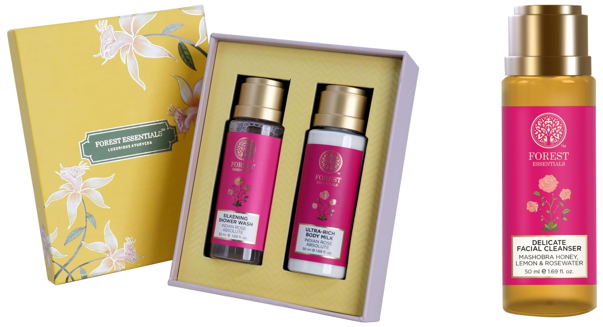 Forest Essentials Indian Rose Absolute Gift Box | Body Care Gift Set with Premium Body Wash & Body ,Forest Essentials Mashobra Honey Facial Cleanser with Hyaluronic Acid & Niacinamide | Hydrating Fac-image-46