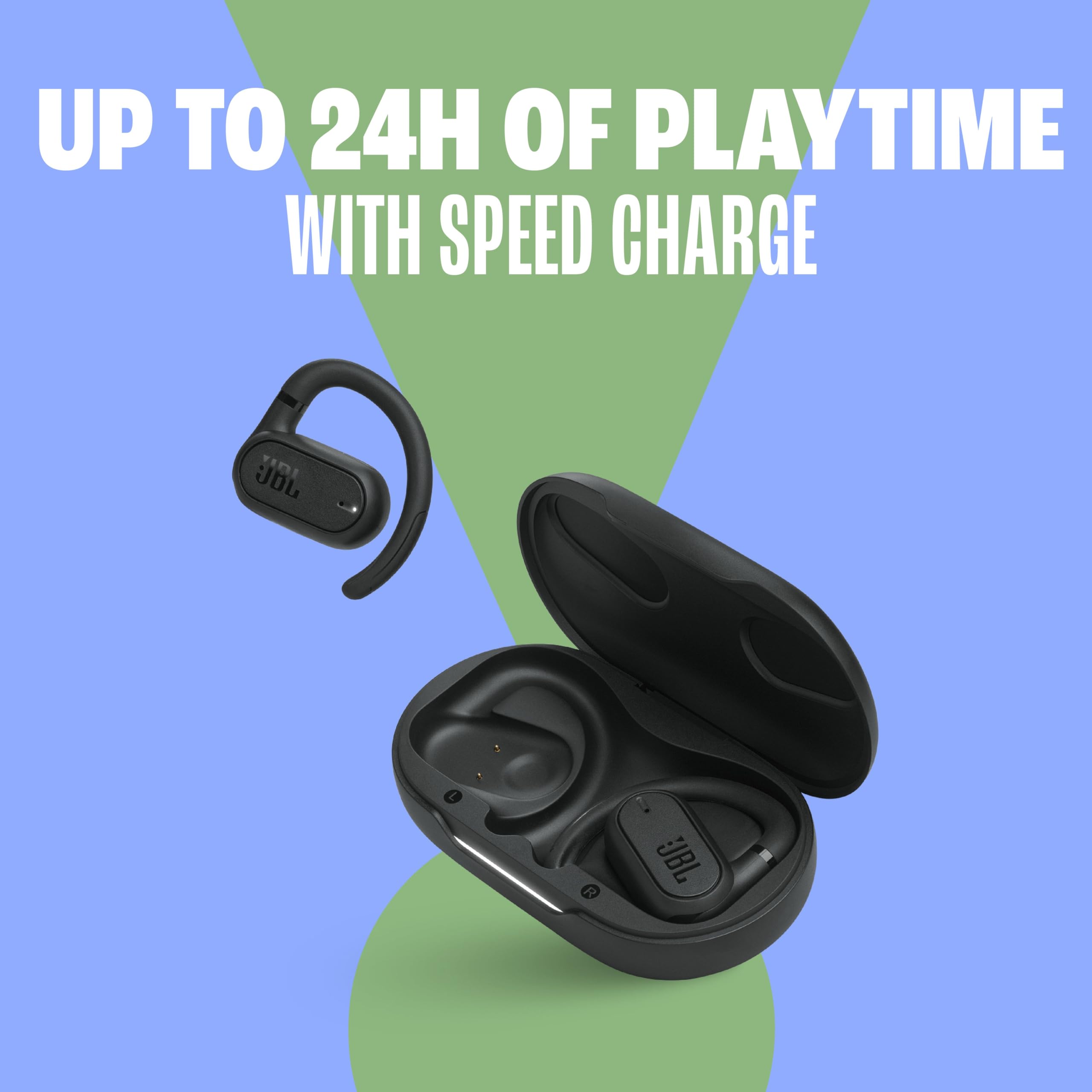 JBL Soundgear Sense Auricolari In-Ear True Wireless Bluetooth con Design Open Ear, Impermeabili a Schizzi e Polvere IP54, Bassi Puri, Dual Connect, 4 Microfoni, fino a 24 h di Autonomia, Nero