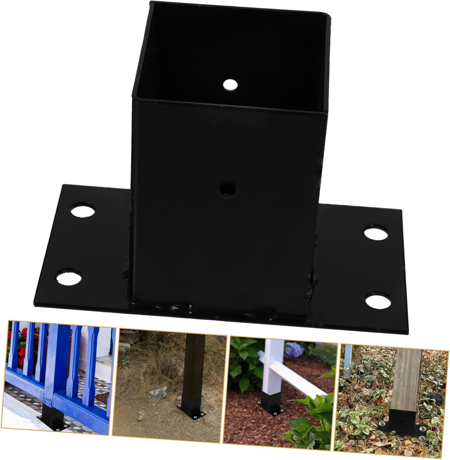 Gadpiparty 4pcs Heavy Duty Metal Deck Post Base for Railing Support Mailbox and Fence Post Protector Easy to Install Finish