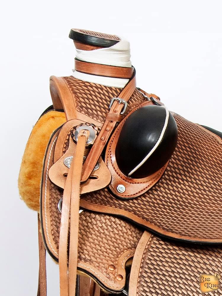 HILASON Western Horse Saddle American Leather Wade Ranch Roping Basketweave Brown | Hand Tooled & for Horses