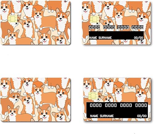 Corgi - 4 unidades de tarjetas de débito para transporte, llaves, débito, crédito, cubierta de tarjeta sin burbujas, vinilo impermeable sin