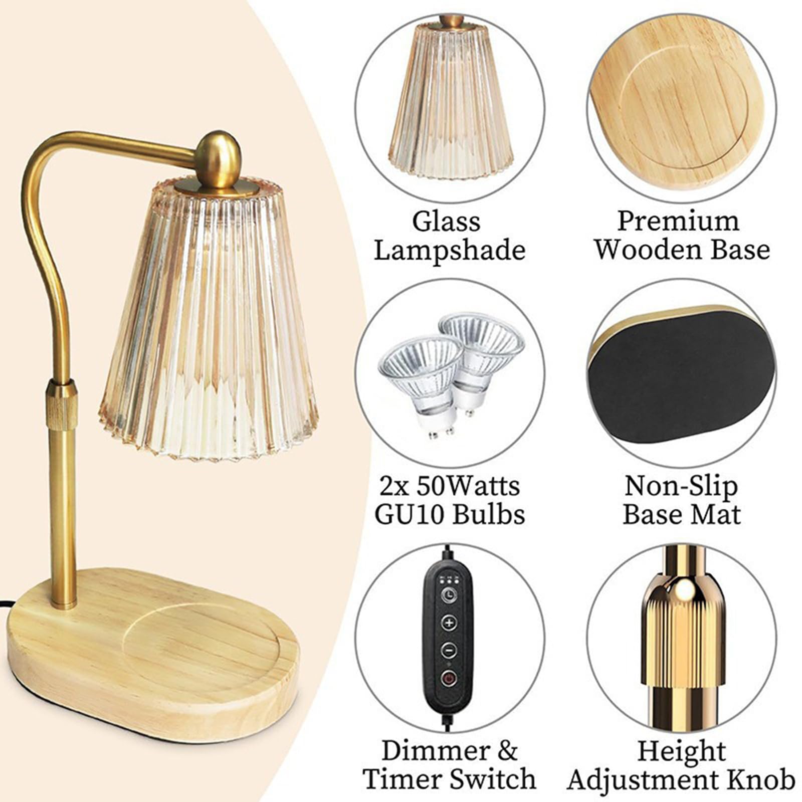 Lampe chauffante à bougie avec minuterie, sans flamme et parfumée
