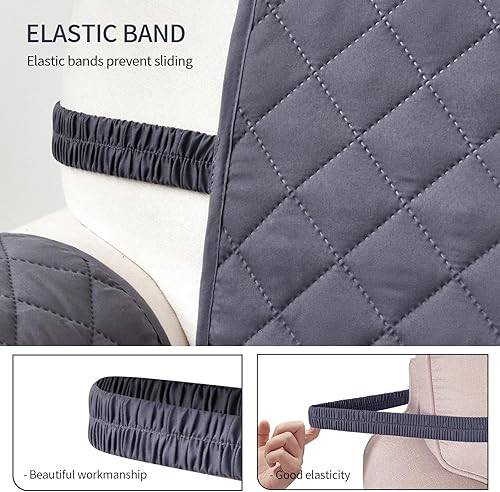 Miniatura 3 de Fundas para sillas reclinables, fundas de sofá, protector de muebles para perros (sillón reclinable pequeño, gris oscurogris claro)