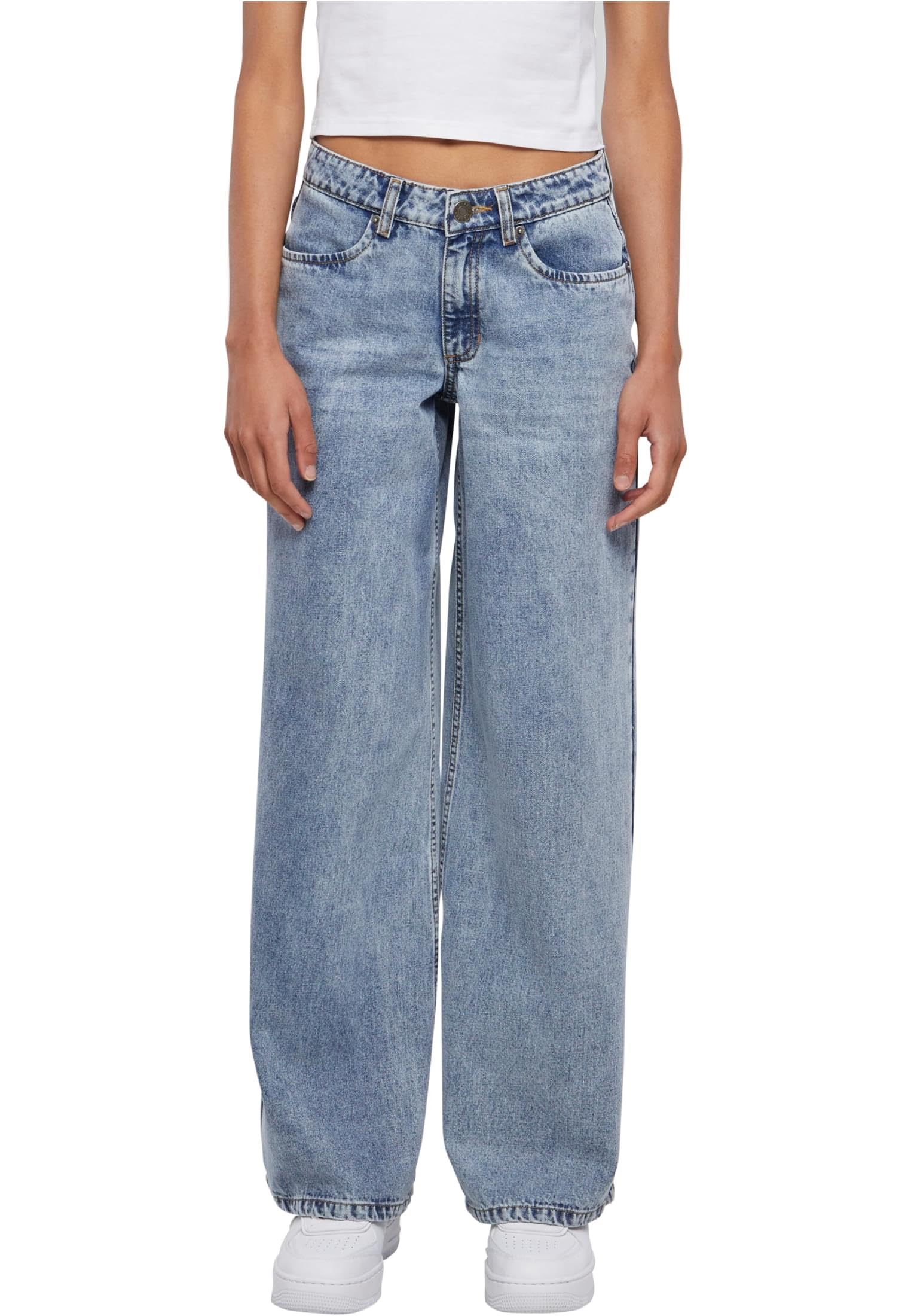 Urban Classics Damen Ladies Mid Waist Wide Denim