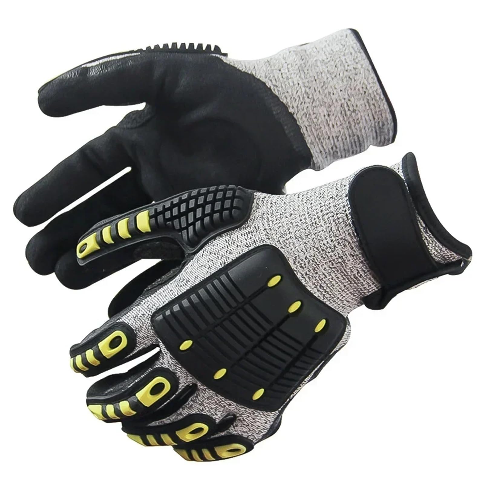 Compatible con guantes de seguridad anticorte TPR mecánicos Antivibración Antigolpes Anticolisión for ciclismo y rescate al aire libre(L)