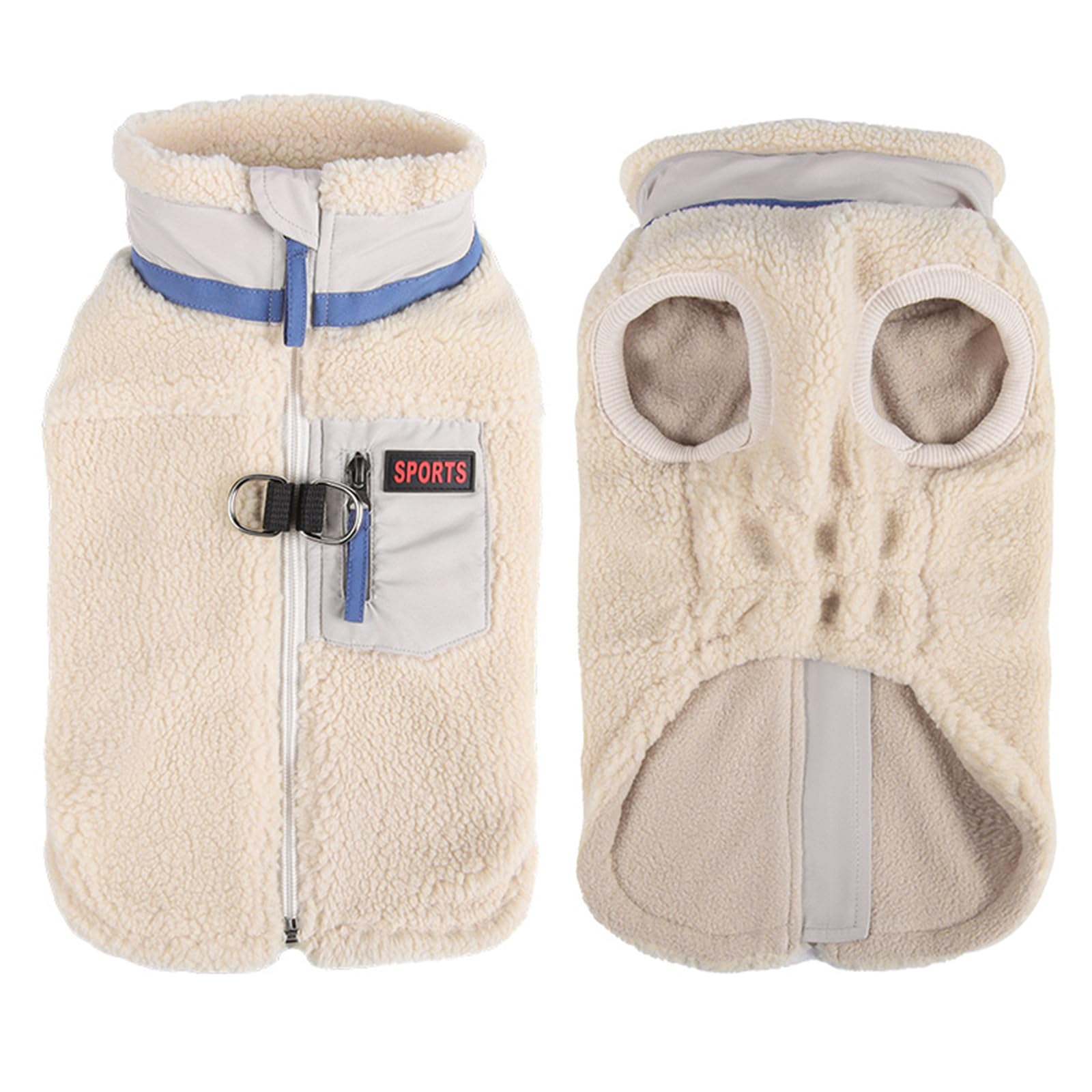 FEimaX Cappotto per Cani Invernale Giacca in Pile Calda con Anello a D, Gilet Cane Antivento Cucciolo Vestiti Caldo per Cani di Piccola e Media Taglia