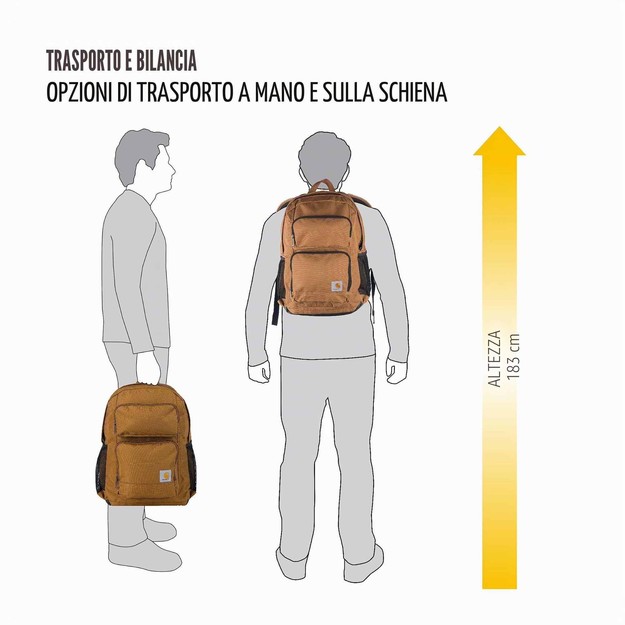Carhartt Zaino a scomparto singolo da 27 l, 27l Classic (Carhartt Brown), One Size, Zaino da 27 l con scomparto singolo, confezione durevole con custodia per laptop e base resistente all'abrasione