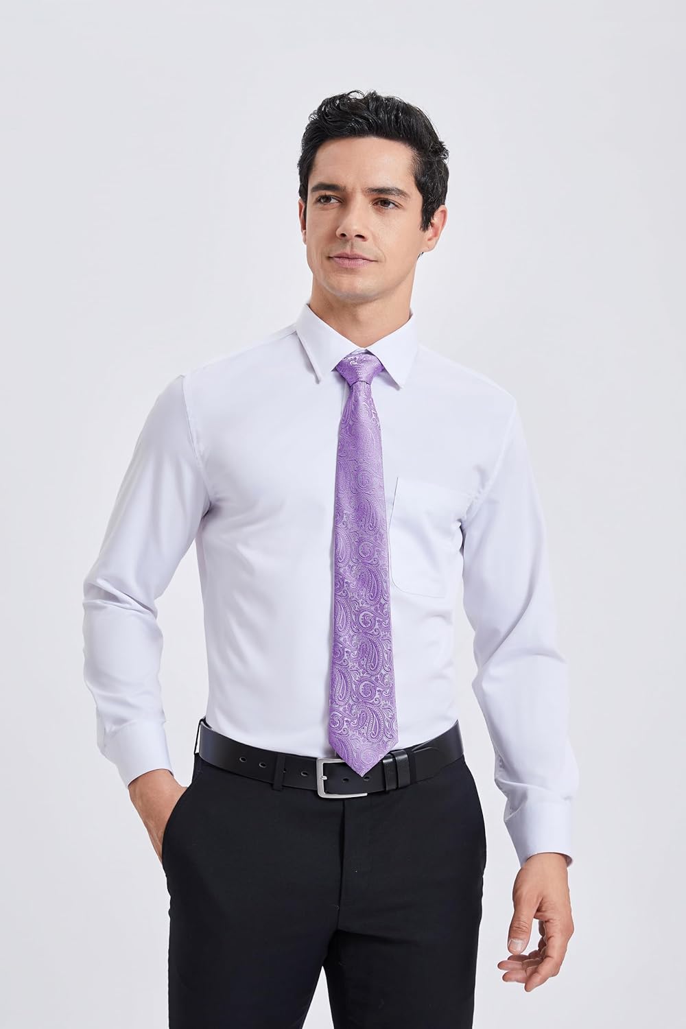 Enlision Ties for Men Paisley Plaid Necktie with Pocket Square Cufflinks Clip Set Formal Business Wedding Prom - Image 3