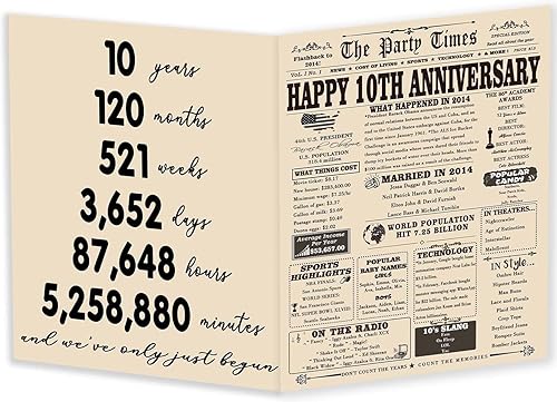 YiKaLus Tarjeta romántica de aniversario de 10 años para él y ella, regalos de lata vintage para parejas de décimo aniversario, decoraciones de boda