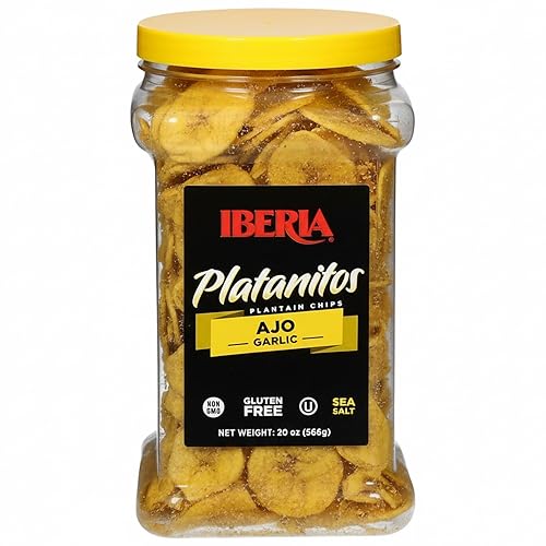 Iberia Garlic Plantain Chips, 20 Oz. - 20 Ounce (Pack of 1) - Garlic
