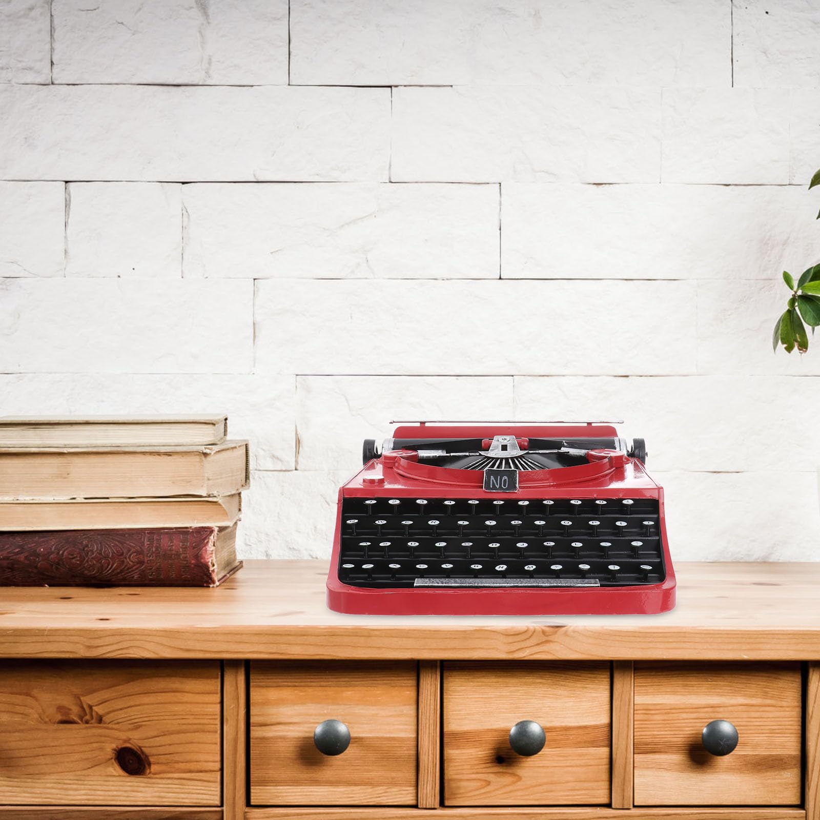 Adorno Retro de Hierro Rojo de Máquina de Escribir para Salón