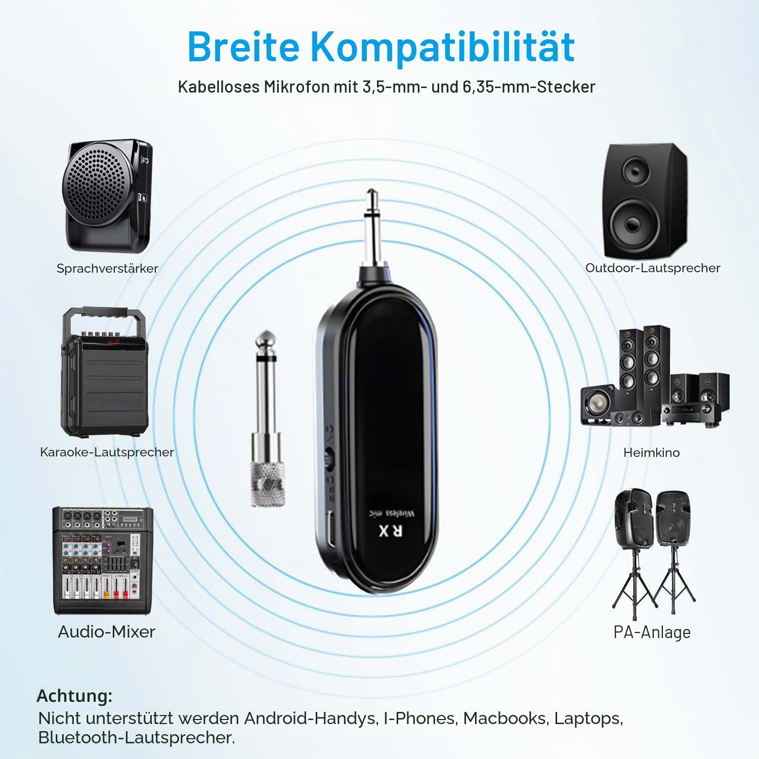 UHF Wireless Mikrofon Headset, 2.4G Kabelloses Mikrofon Funkmikrofon Head Mounted mit 165Fuß, Wiederaufladbares Drahtloses Mikrofon Kopfbügelmikrofon für Lautsprecher, Reiseleiter, Fitness Tanzlehrer