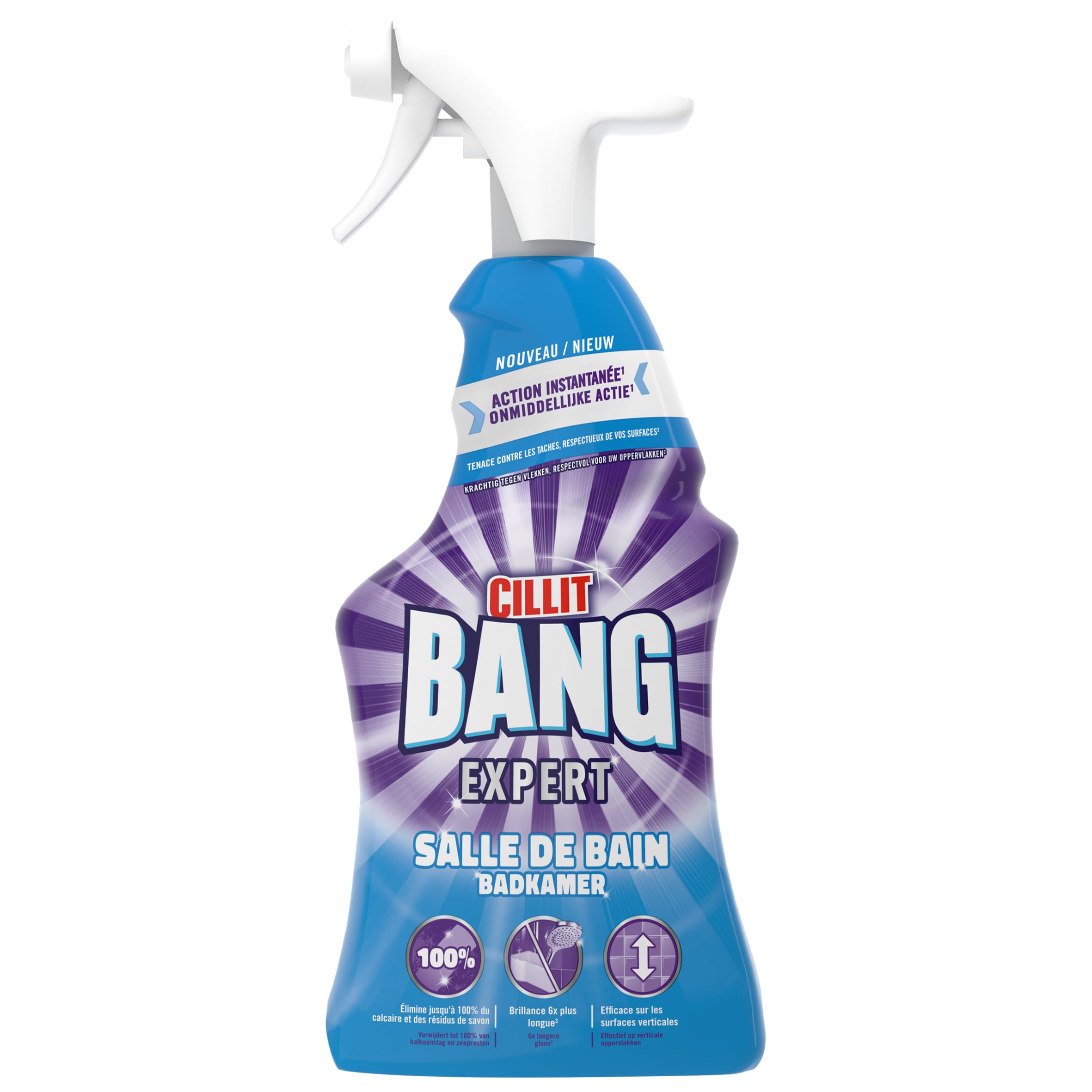 Kit Entretien Complet Sprays Cillit Bang Expert : Dégraissant + Salle de bains + Moisissures + Javel